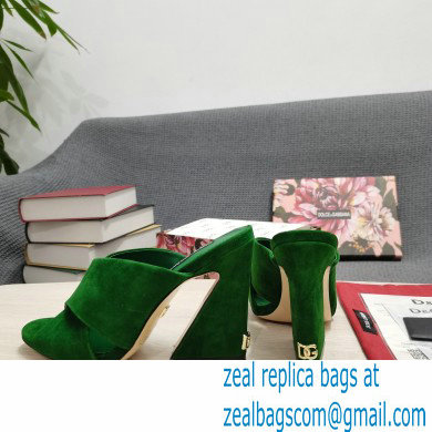 Dolce  &  Gabbana Heel 11cm Mules Suede Green with Geometric Heel 2022